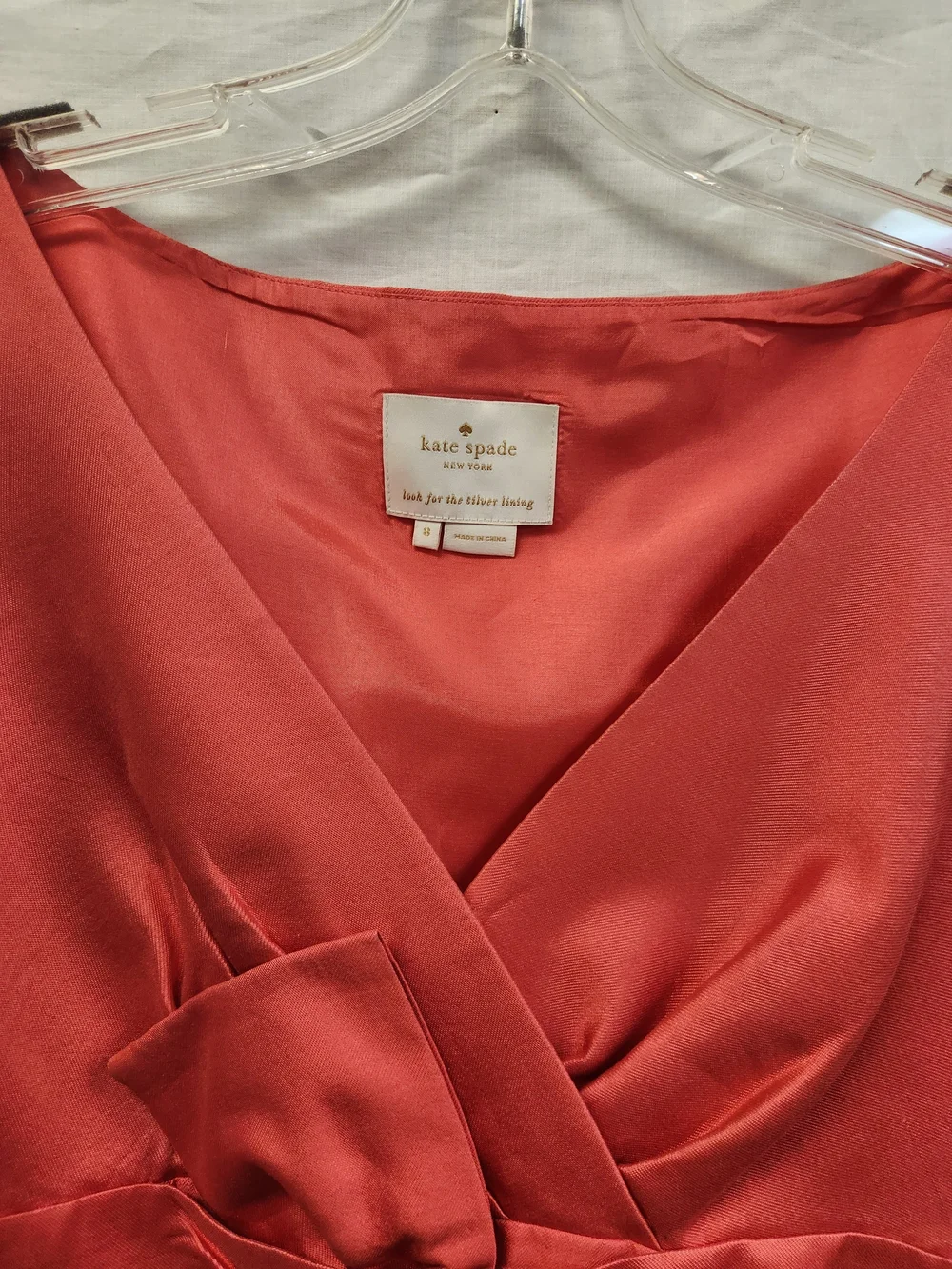 kate spade Coral Knot-Waist V-Neck Mini Dress